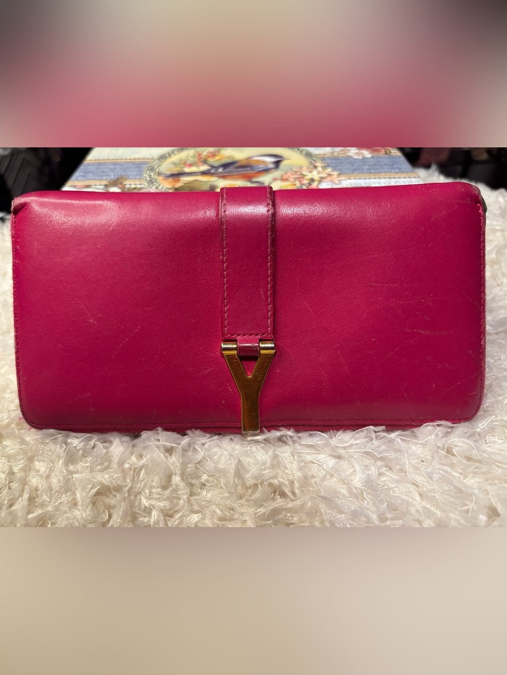 Saint Laurent Classic Y Ligne Zip Around Wallet in fuchsia pink - Picture 16 of 16